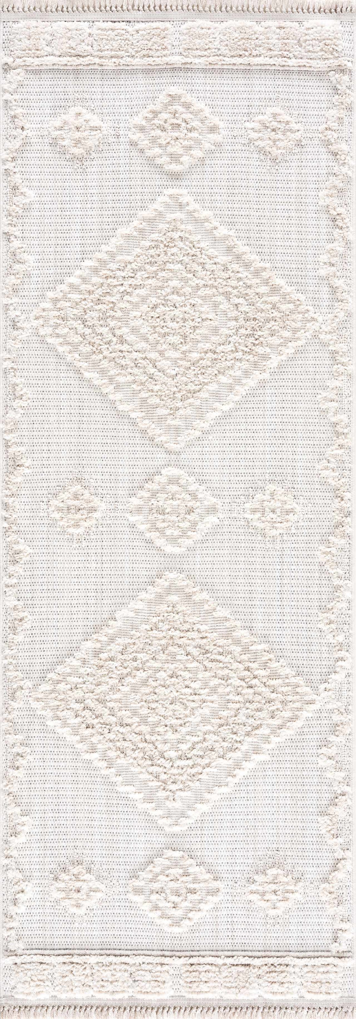 Rosales High Low Pile Elegant Soft Cream Handcrafted Rug