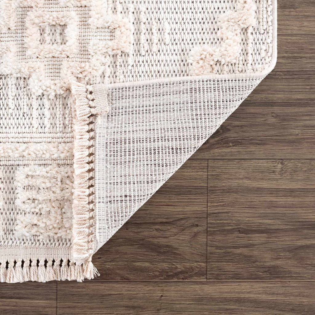 Rosales High Low Pile Elegant Soft Cream Handcrafted Rug