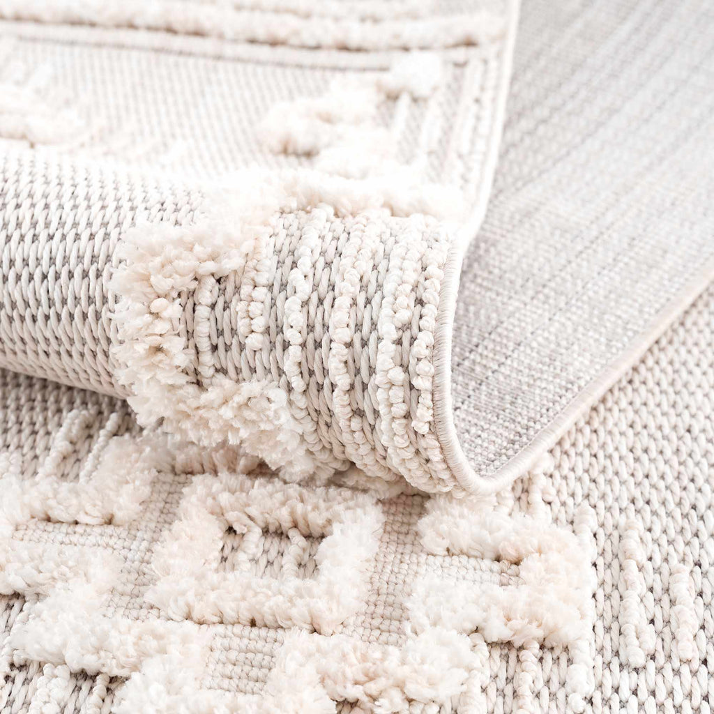 Rosales High Low Pile Elegant Soft Cream Handcrafted Rug
