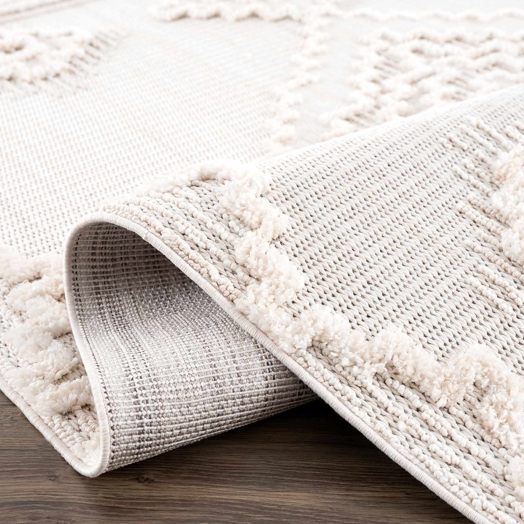 Rosales High Low Pile Elegant Soft Cream Handcrafted Rug