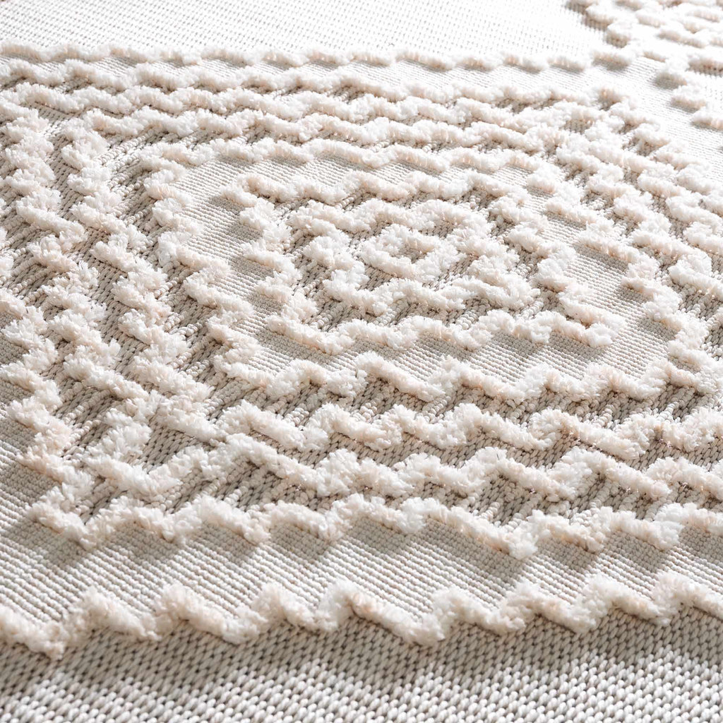 Rosales High Low Pile Elegant Soft Cream Handcrafted Rug