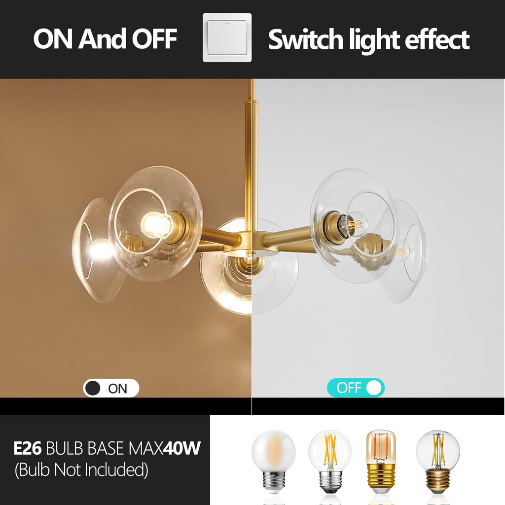 Luxora 26 Inch Modern Gold Five Light Sputnik Chandelier