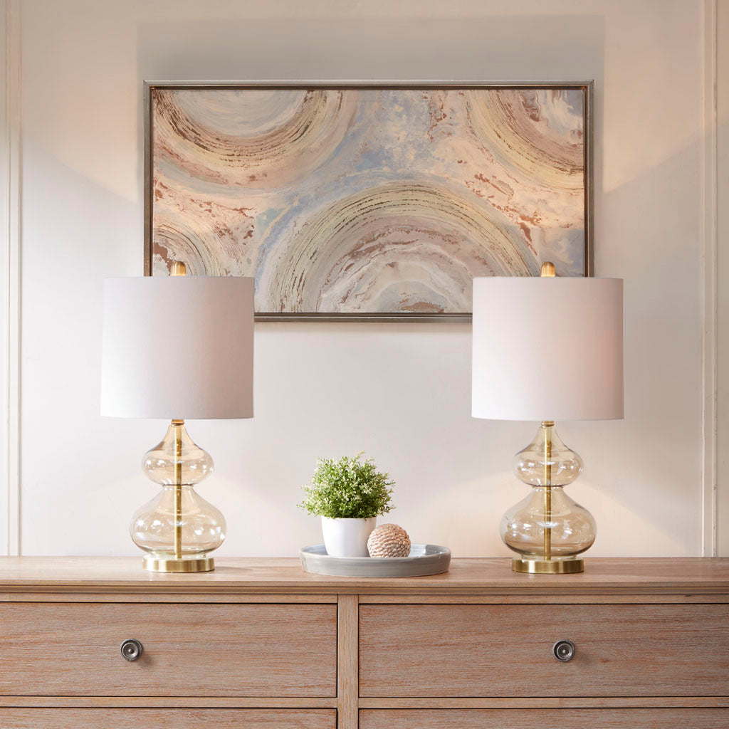 Lumora Ellipse Curved Glass Table Lamp Set of 2 Ambient Light