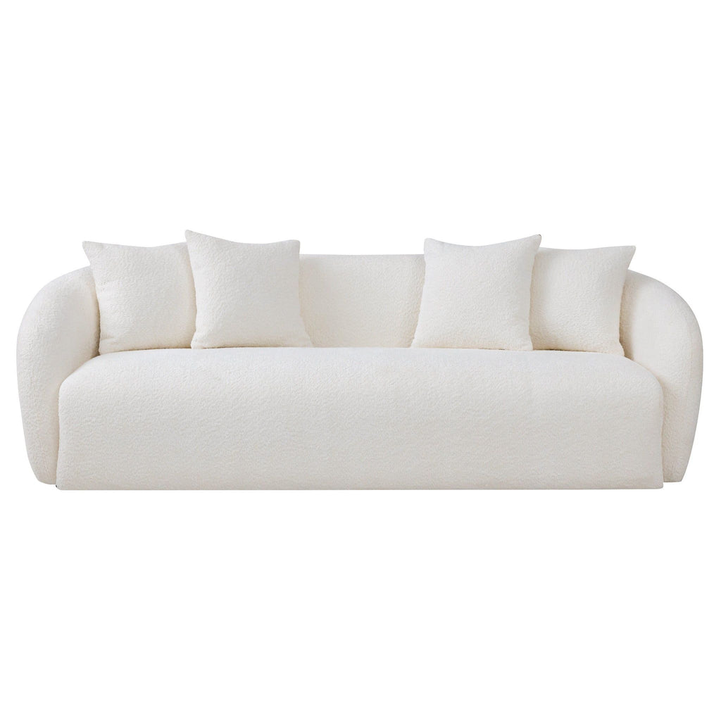 Linden Premium Mid Century Sofa Ivory Boucle Fabric