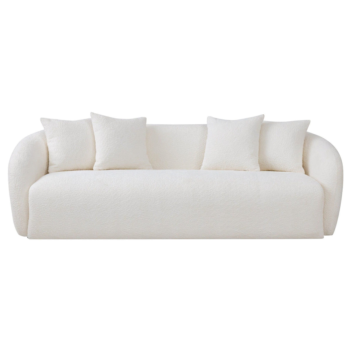 Linden Premium Mid Century Sofa Ivory Boucle Fabric