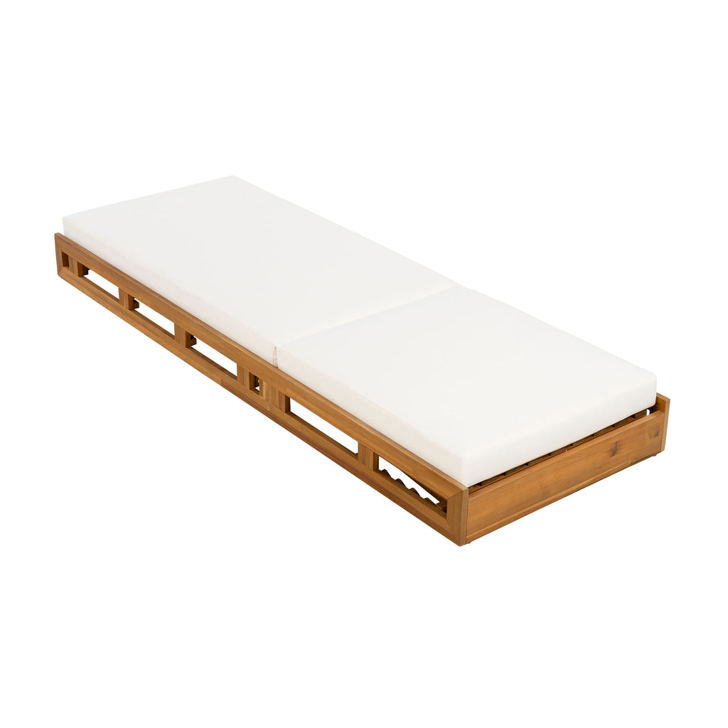Aura Acacia Lounge Chaise With Water Resistant Cushion, Cream