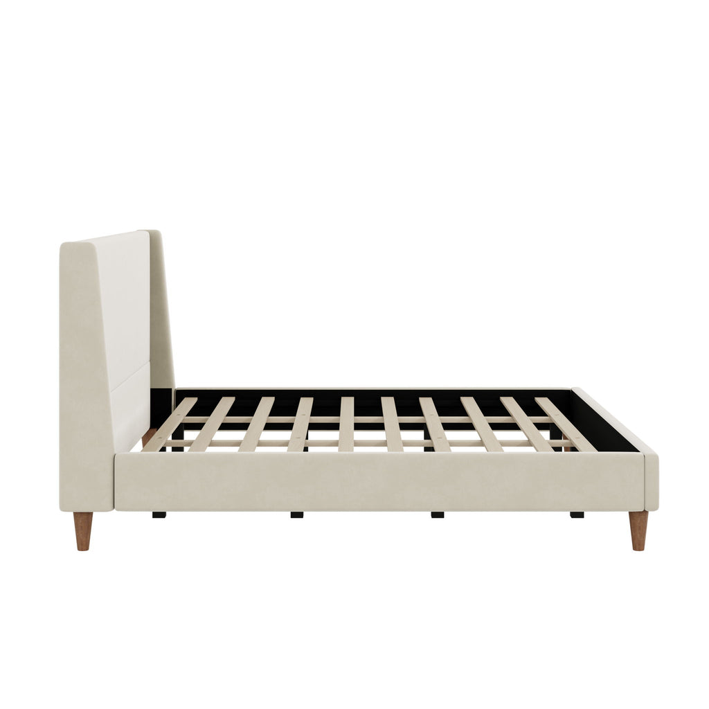 Luna Wingback Platform Bed With Elegant Custom Upholstery