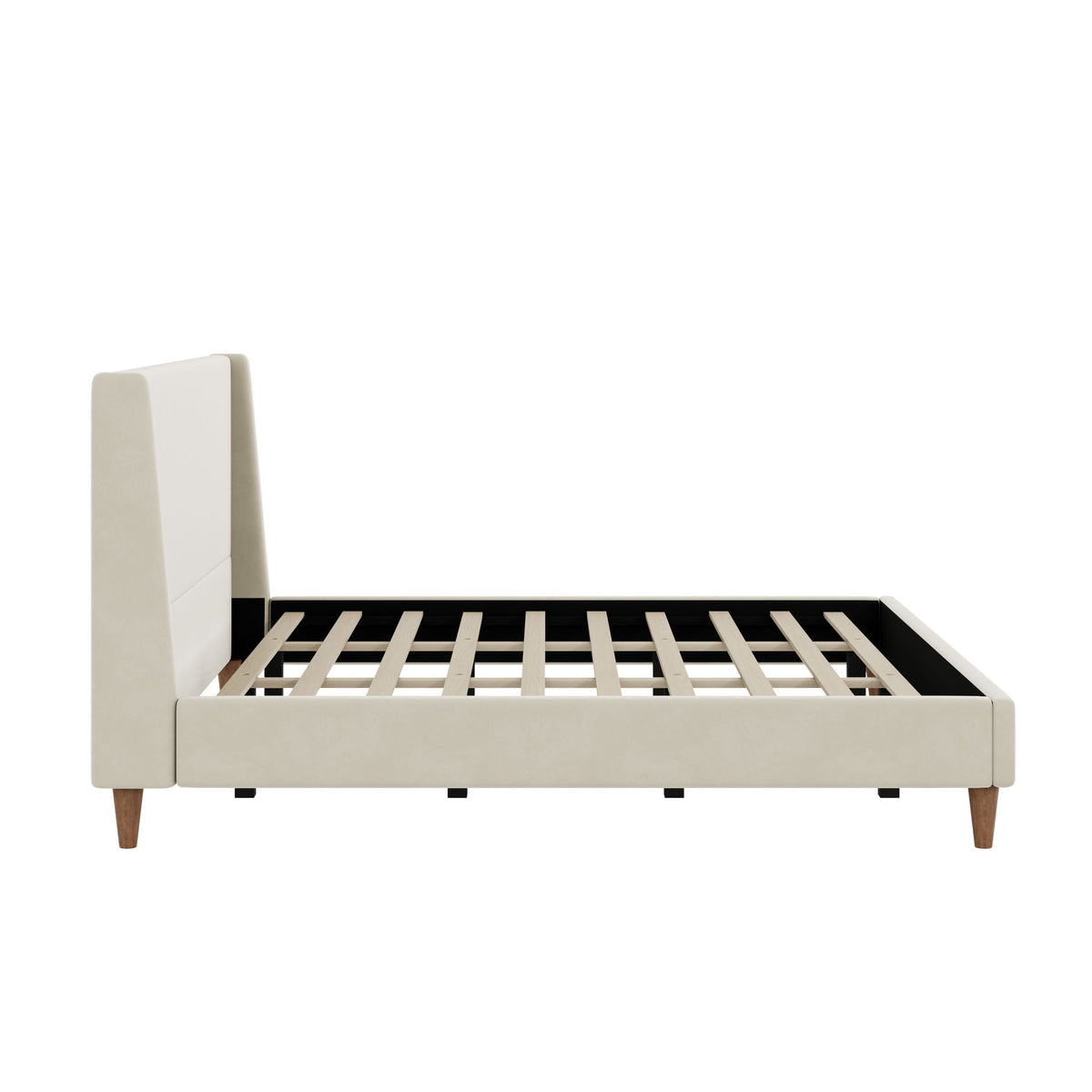 Luna Wingback Platform Bed With Elegant Custom Upholstery