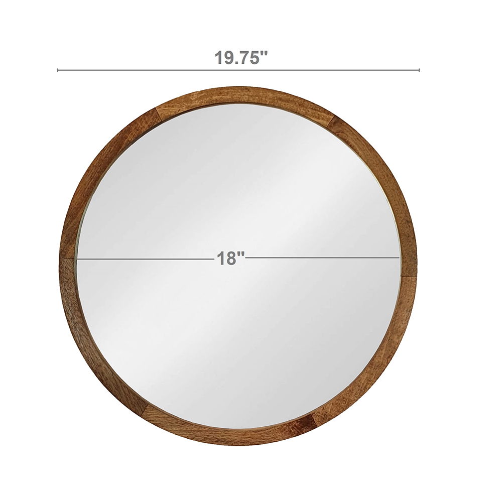 NobleFrame Dark Brown Round Wall Mirror Elegant Wood Frame