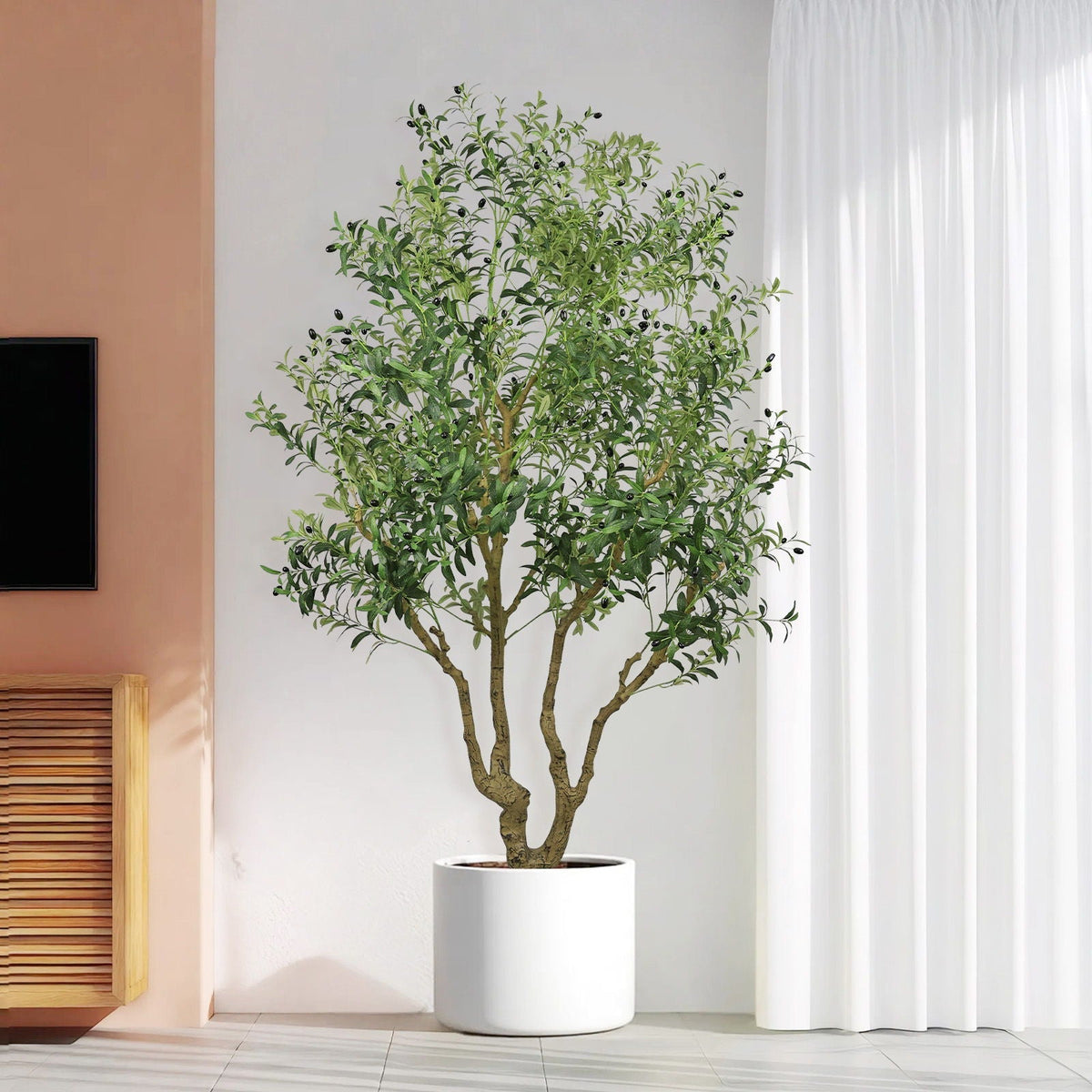 Verdant Olive Tree With Natural Trunk Green 8.2 Feet Tall