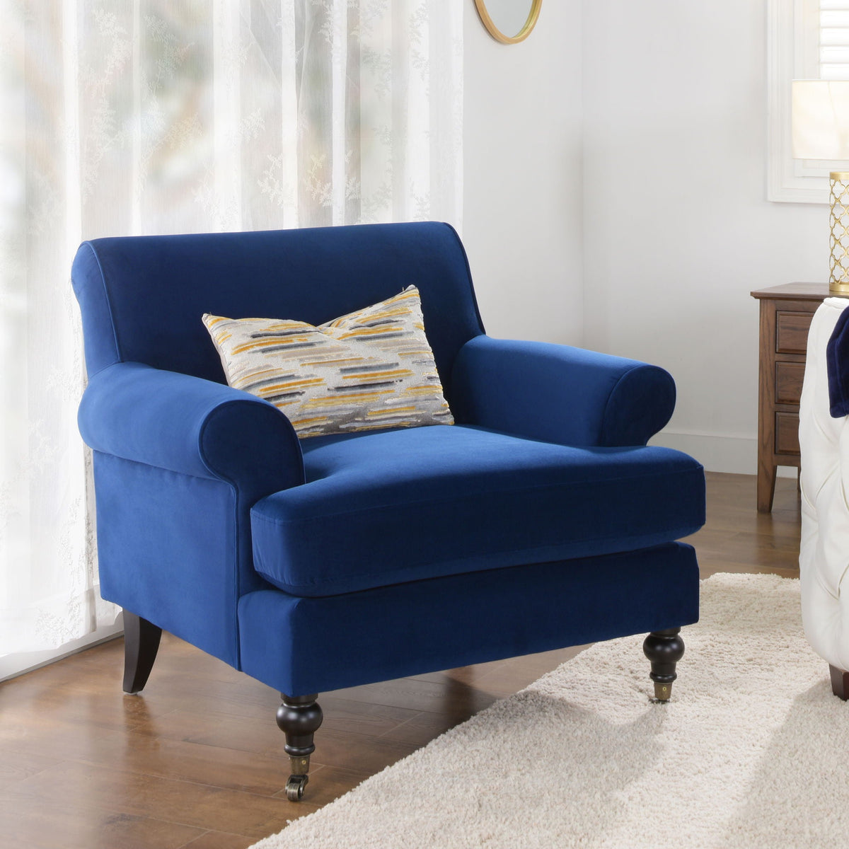 Alana Lawson Solid Hardwood Accent Arm Chair With Casters