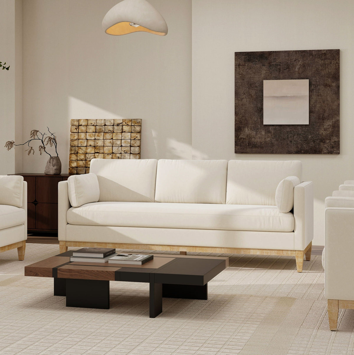 Knox Modern Farmhouse Sofa With Feather Wrapped Foam