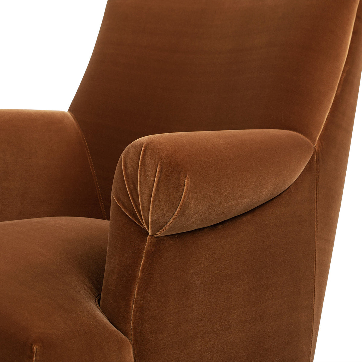 Eloise 30' Pleated Sock Arm Accent Armchair, Burnt Orange Performance Velvet