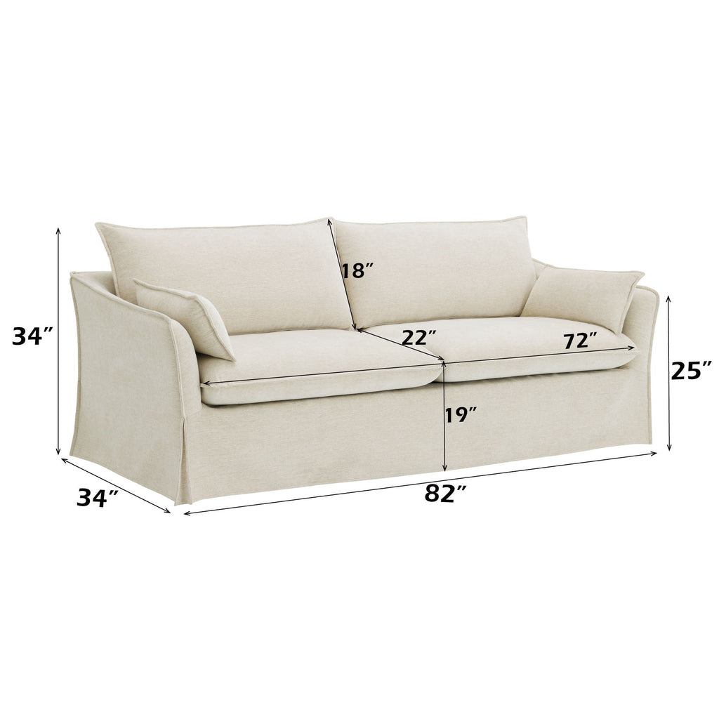 Shane Premium Beige Sofa With Two Elegant Throw Pillows