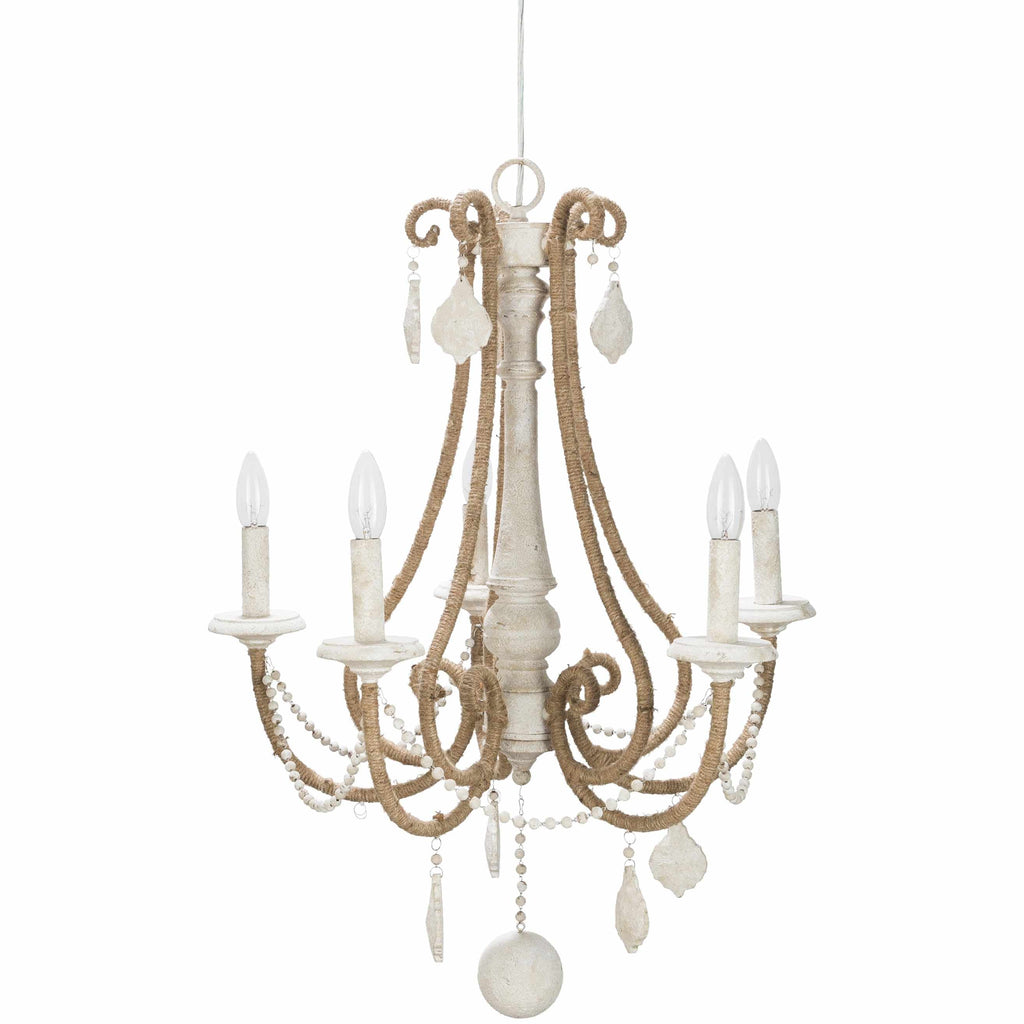 Marlowe Canoe Ivory Ceiling Light Crafted From Iron And Hemp