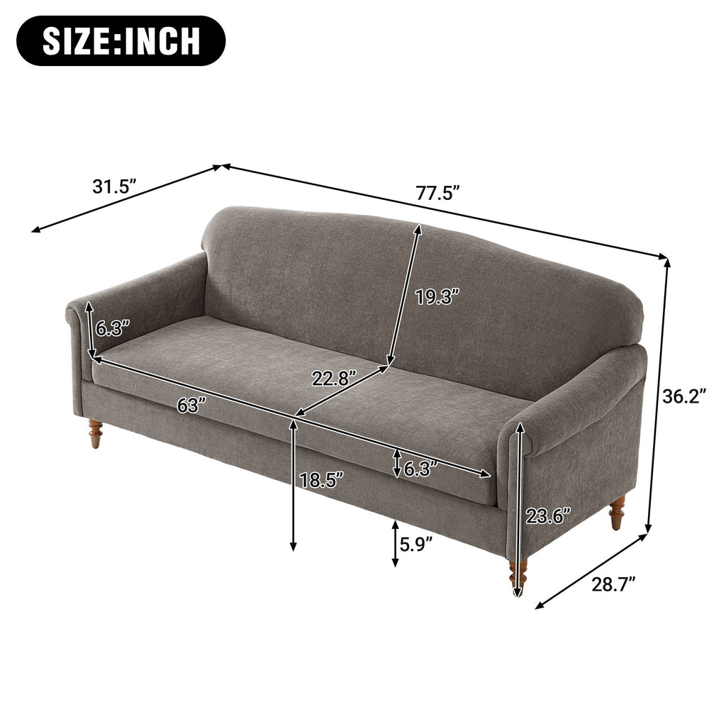 Nova Home Premium Brown Chenille Rolled Arms Loveseat Sofa