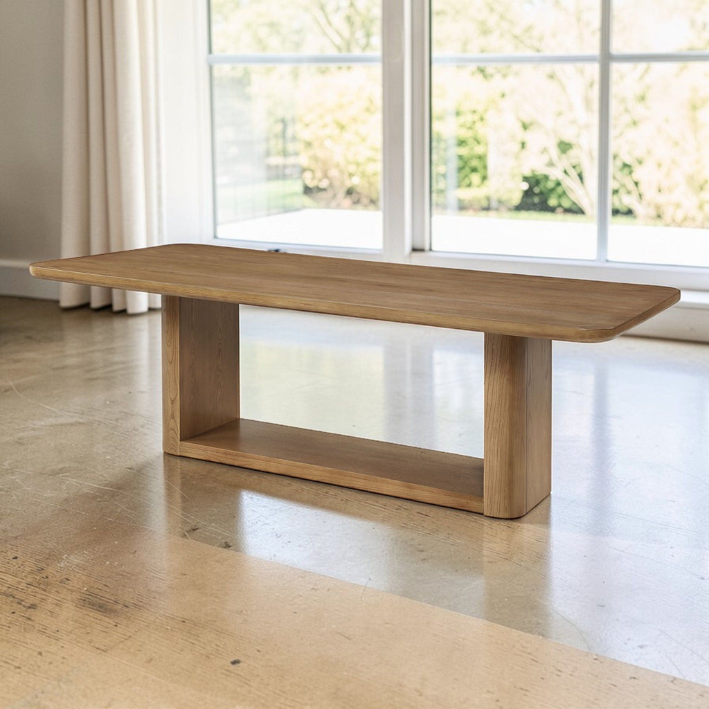Vesta Zoey Oak Dining Table With Dual Pedestal Base