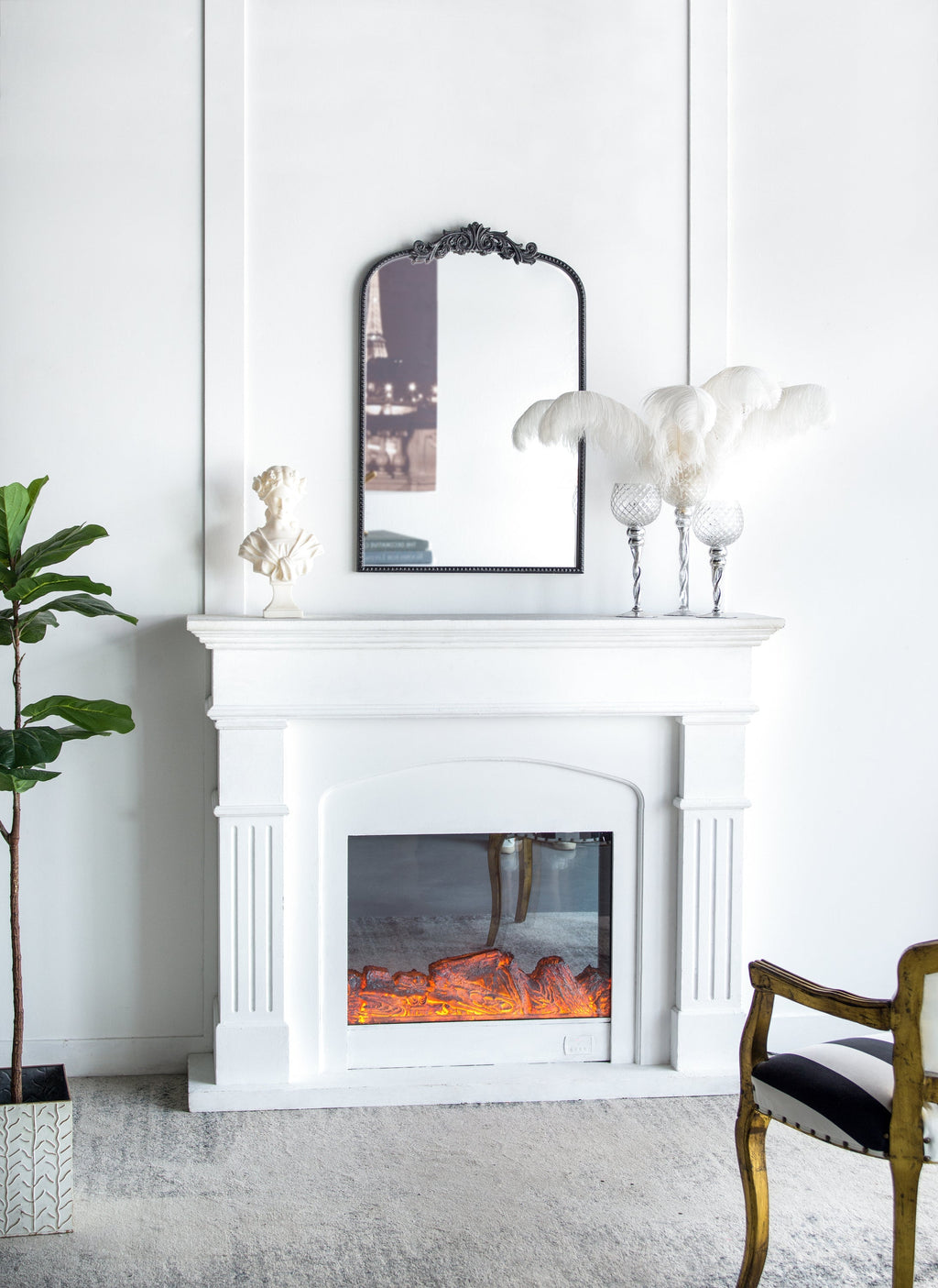 Baroque Ébonisé Grand Wall Mirror Black Matte Finish