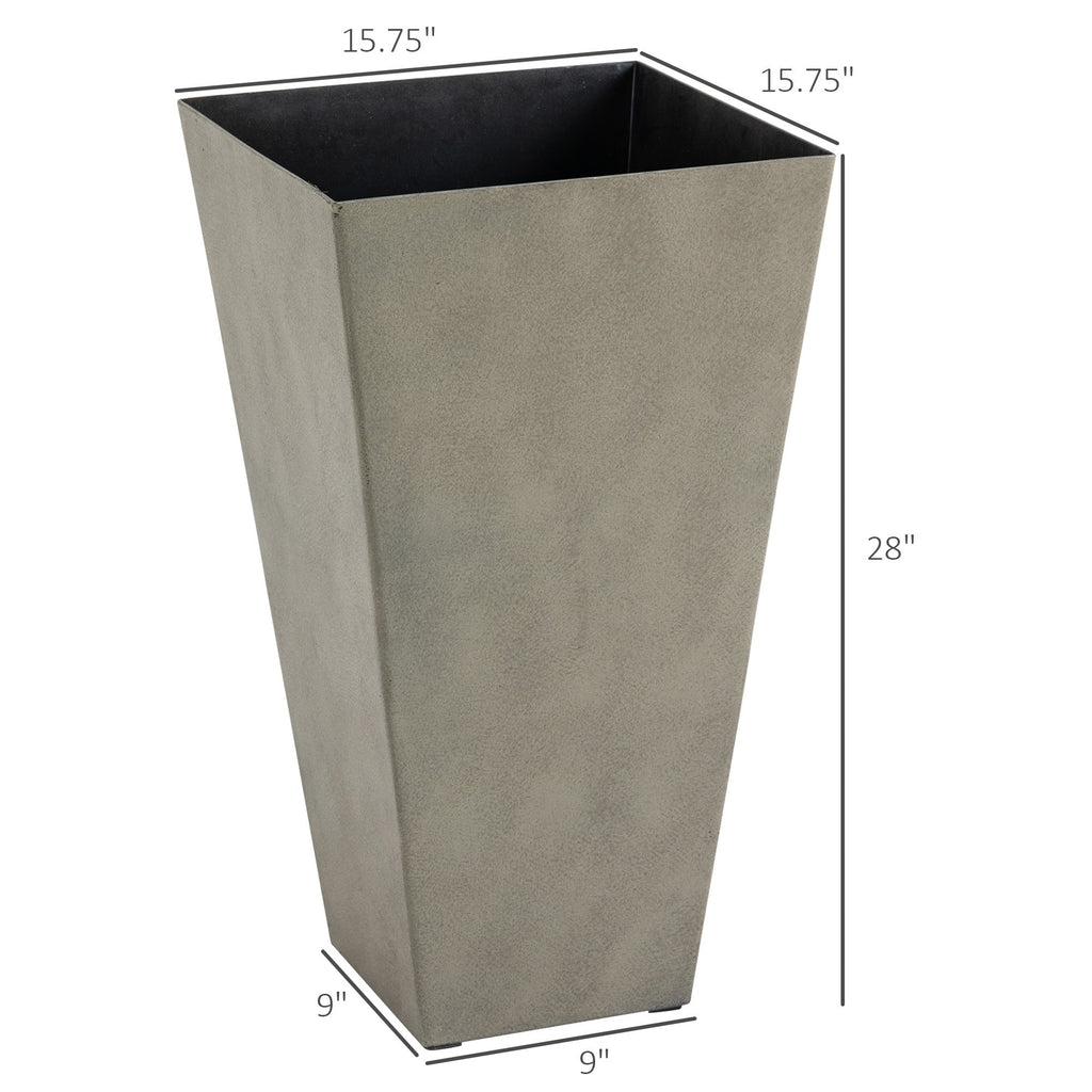 Outsunny Set Of 3 Square Tall Planters With Drainage Gray