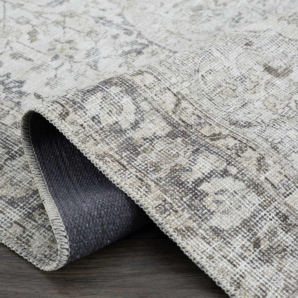 Haile Boutique Low Profile Machine Washable Rug Gray