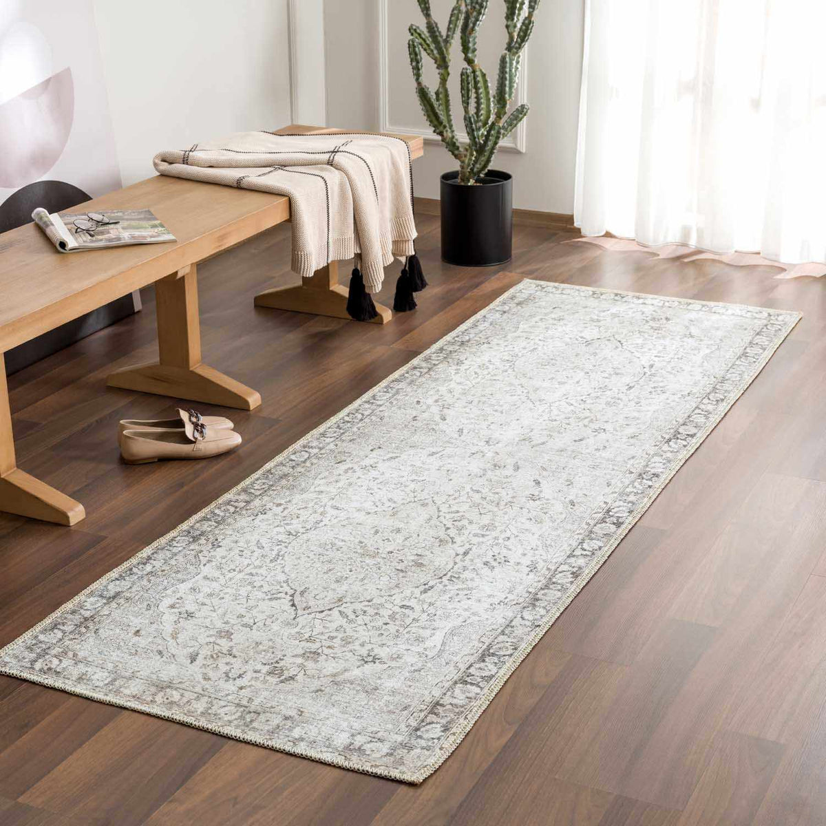 Haile Boutique Low Profile Machine Washable Rug Gray