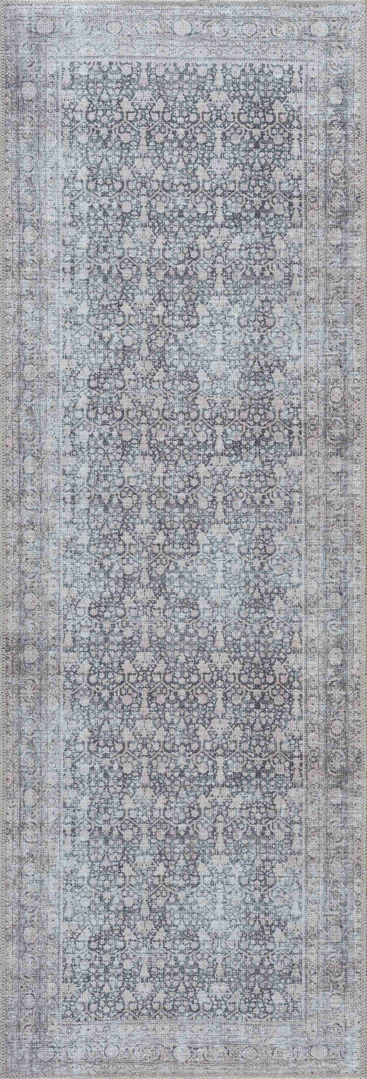 Hedda Boutique Washable Rug With Gray And Teal Pattern