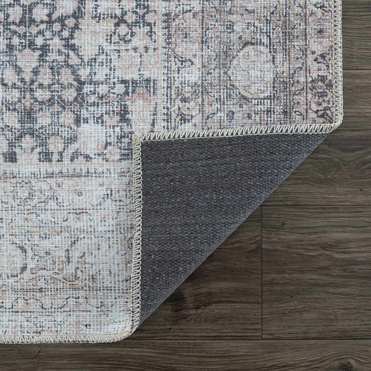 Hedda Boutique Washable Rug With Gray And Teal Pattern