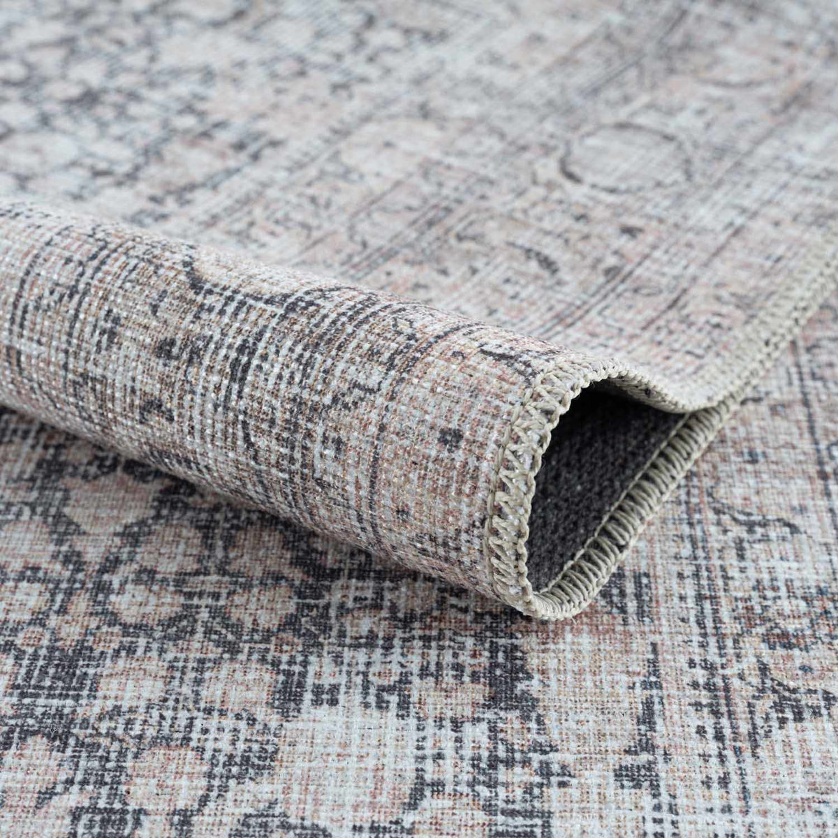 Hedda Boutique Washable Rug With Gray And Teal Pattern