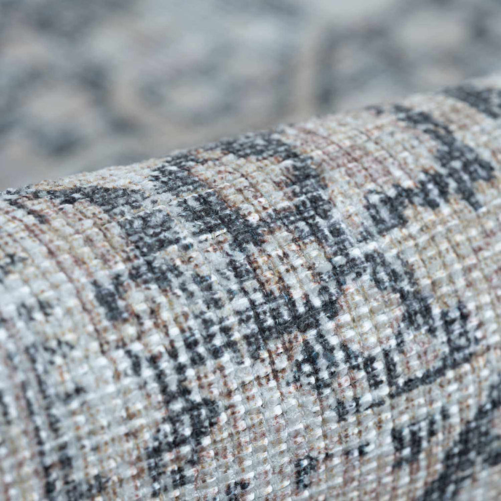 Hedda Boutique Washable Rug With Gray And Teal Pattern