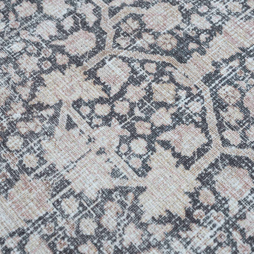 Hedda Boutique Washable Rug With Gray And Teal Pattern