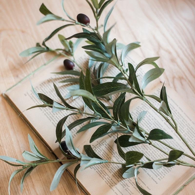 Aura Botanicals Large Faux Olive Stem Handmade Silk 41 Inch Green