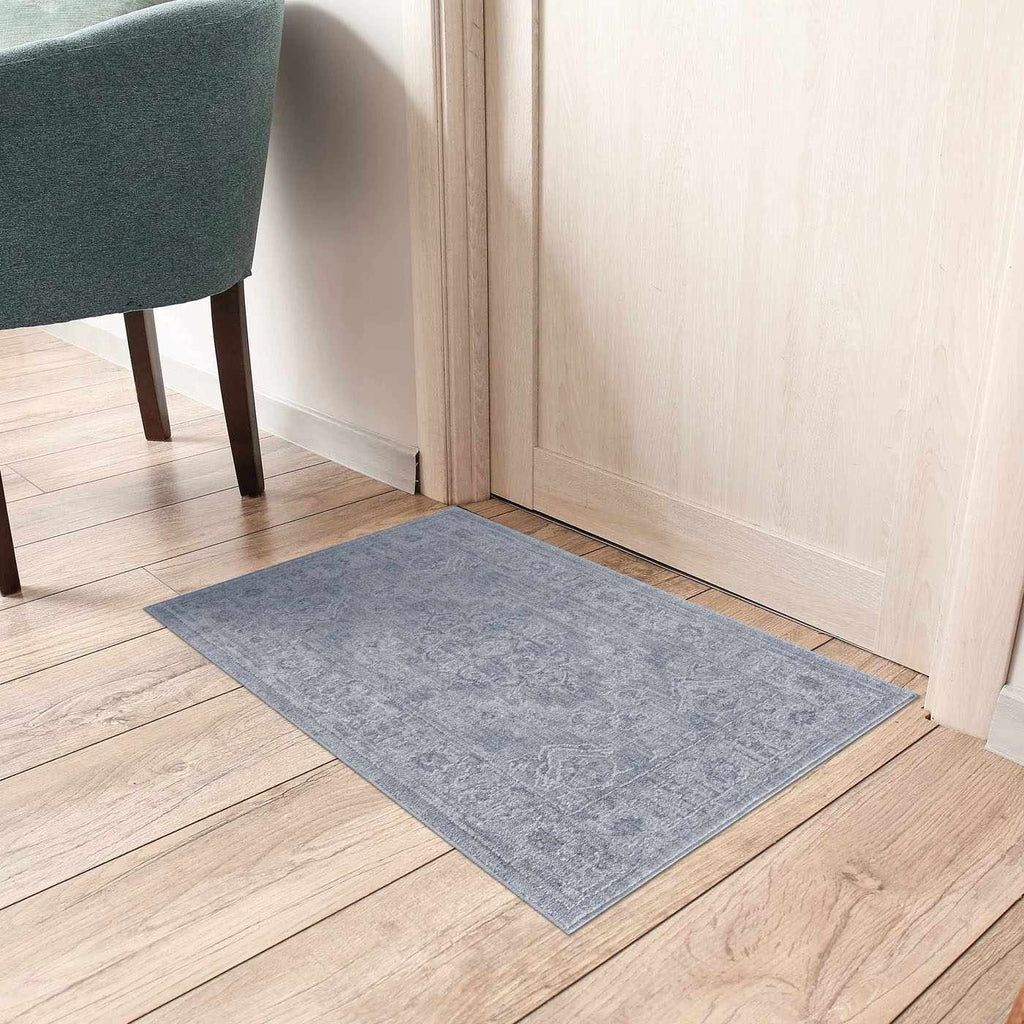 Earlsfield Thick Luxe Traditional Pattern Area Rug Gray Blue
