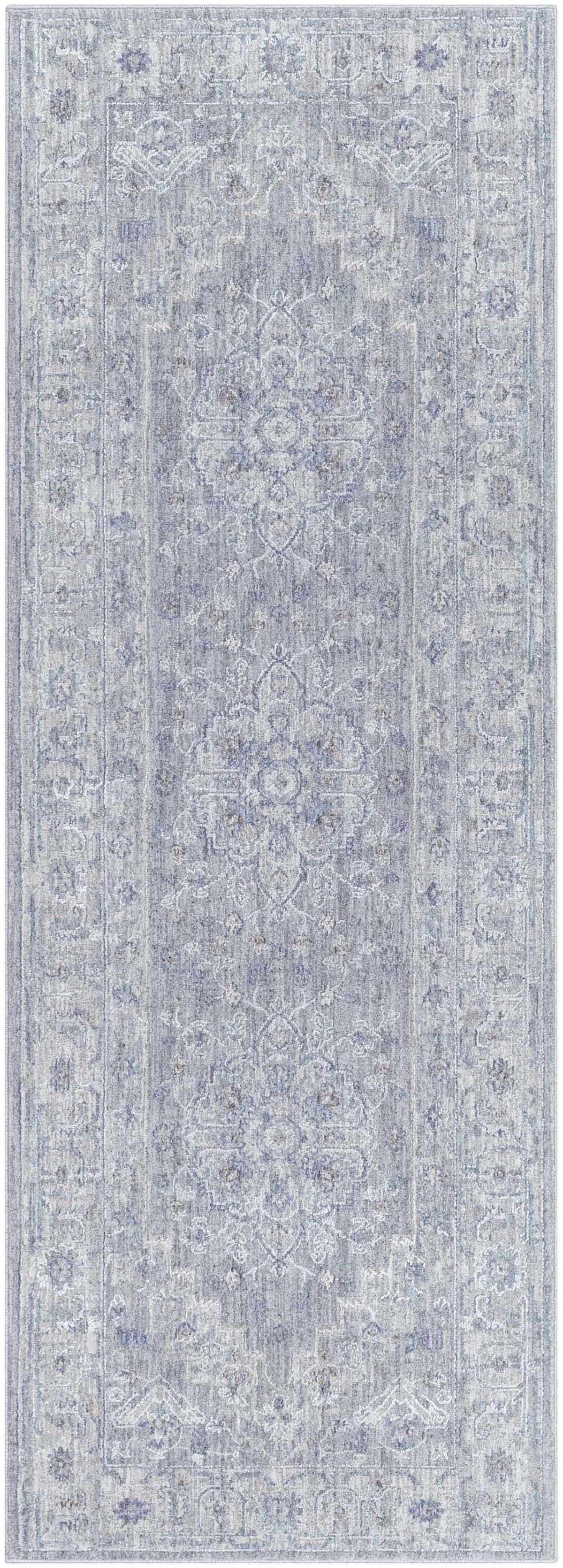 Earlsfield Thick Luxe Traditional Pattern Area Rug Gray Blue