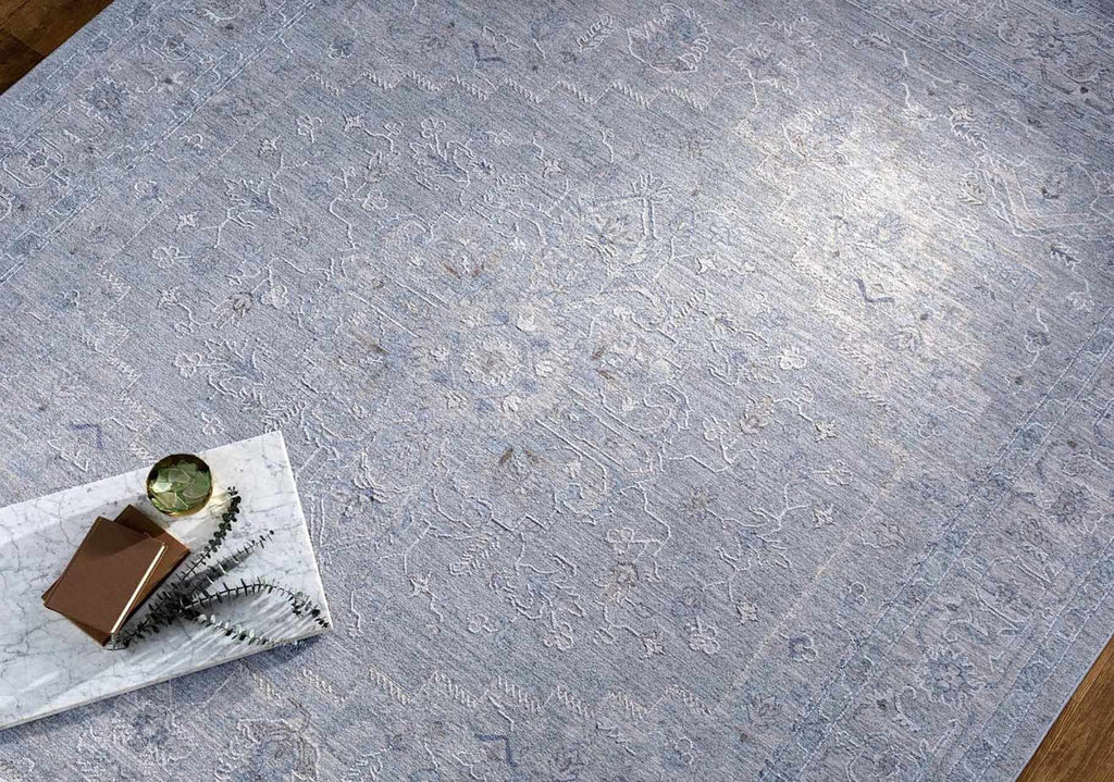 Earlsfield Thick Luxe Traditional Pattern Area Rug Gray Blue