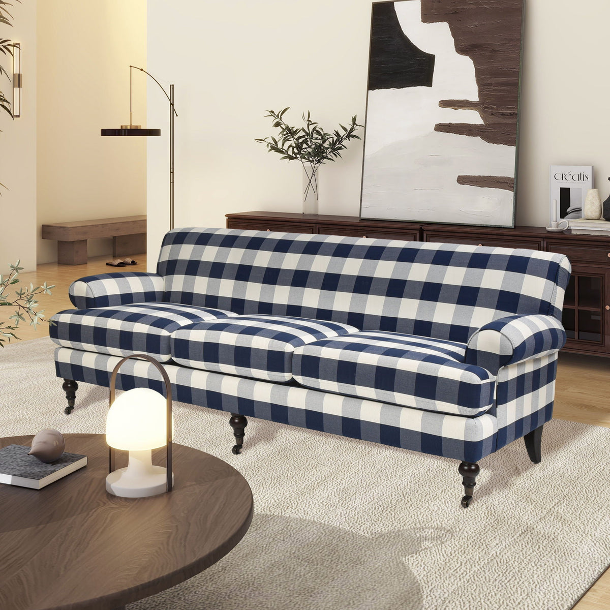 Luxe Alana Lawson Charcoal Three Cushion Tightback Sofa