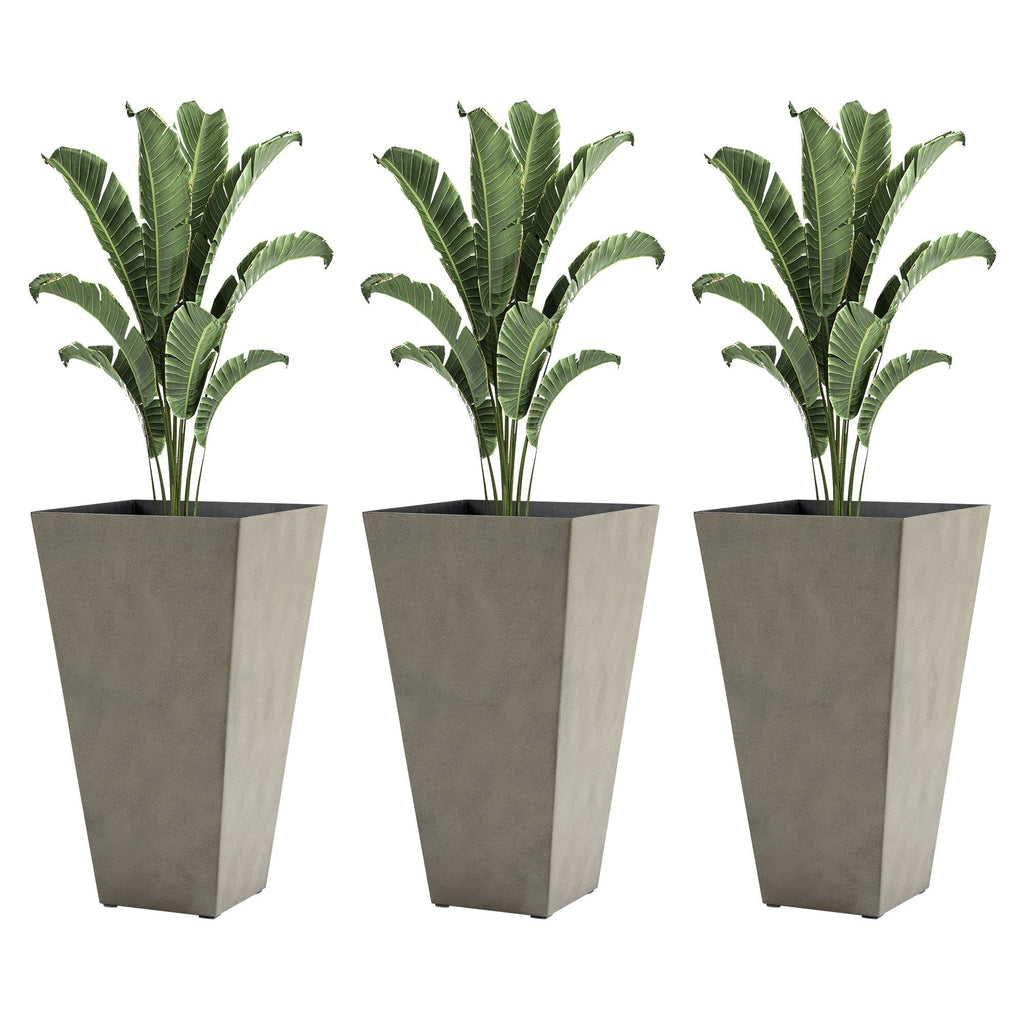 Outsunny Set Of 3 Square Tall Planters With Drainage Gray