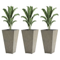 Outsunny Set Of 3 Square Tall Planters With Drainage Gray