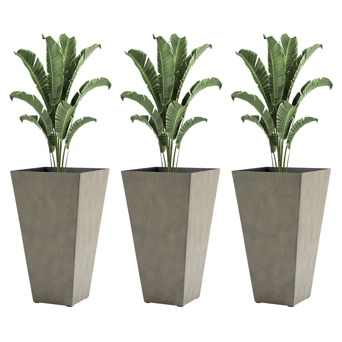 Outsunny Set Of 3 Square Tall Planters With Drainage Gray