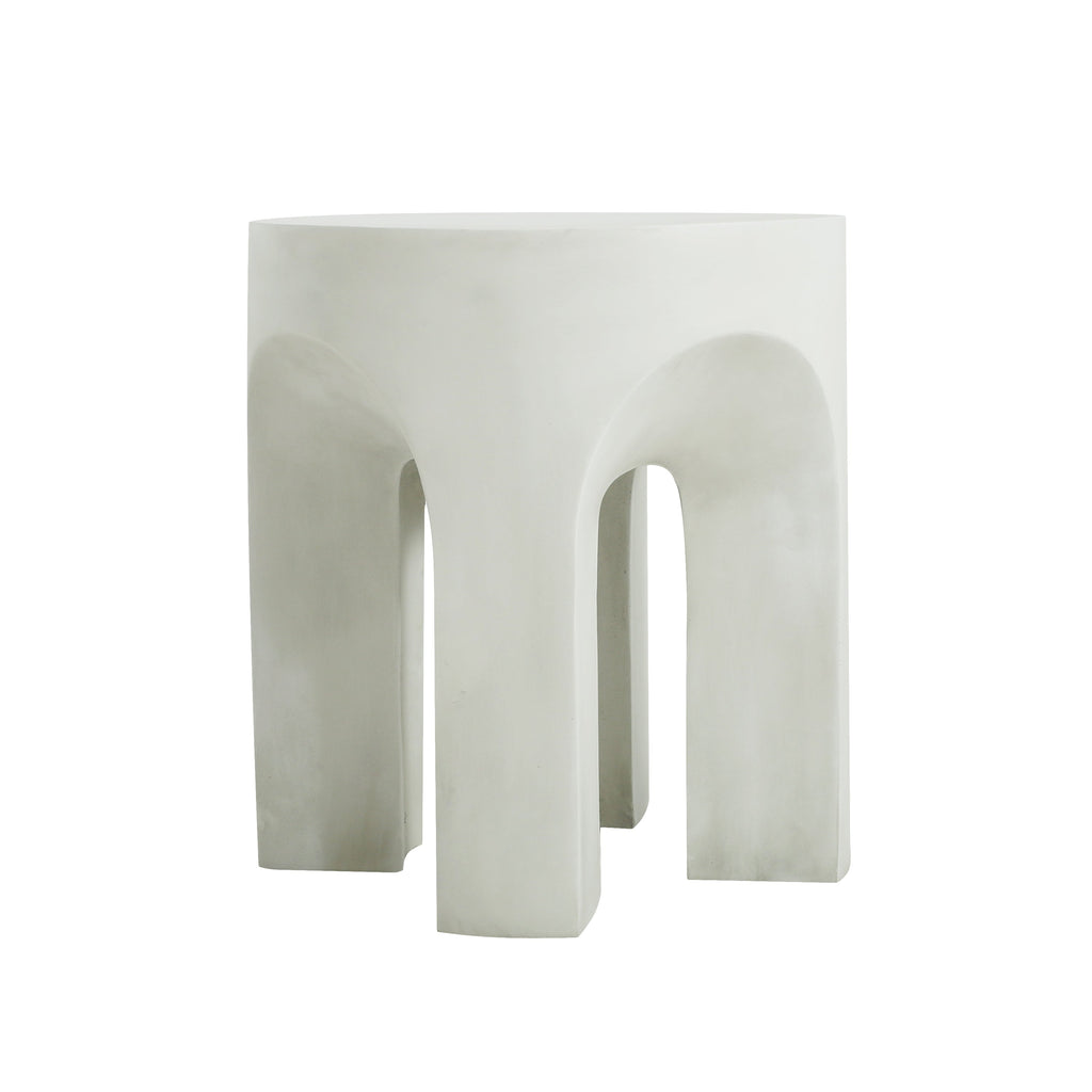 AriaLiving Antique White Lightweight Concrete Round Side Table