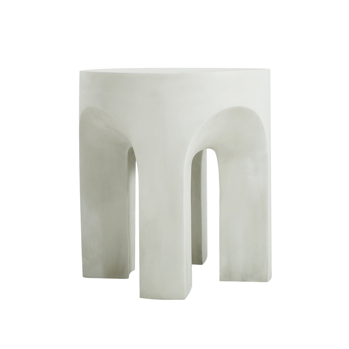 AriaLiving Antique White Lightweight Concrete Round Side Table