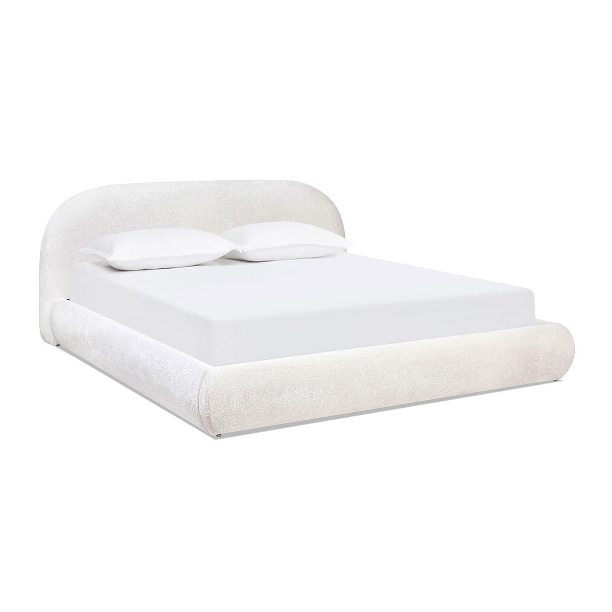 Archie Puffy Upholstered Platform Bed With Arch Headboard