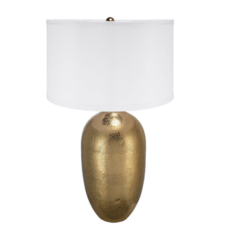 Aurelia Gold Aluminum Table Lamp With White Drum Shade 18X31