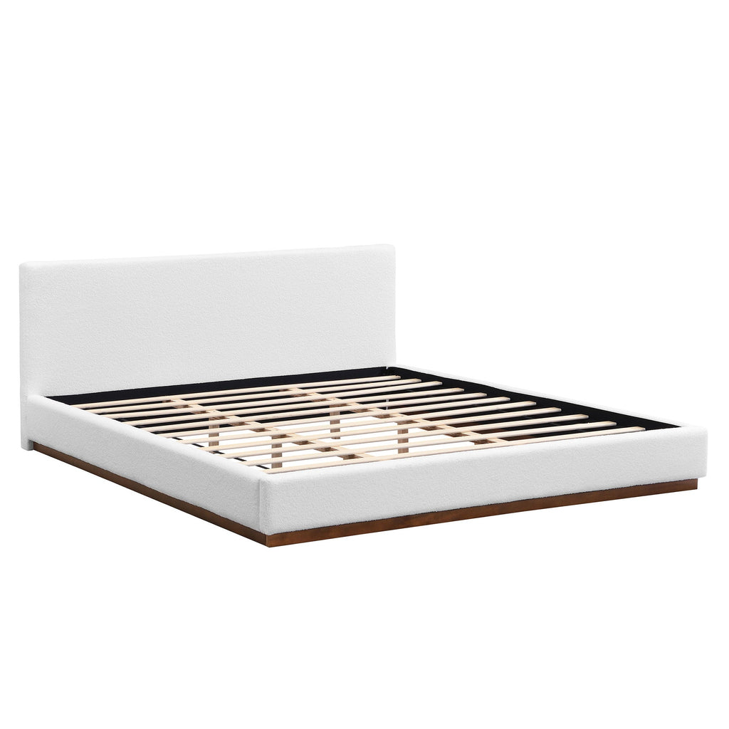 Aurelia Living Boucle Upholstered Bed With Solid Wood Base