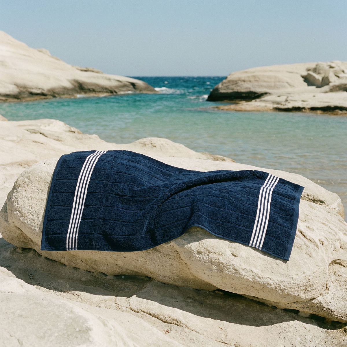 Nautilus 600 GSM Australian Cotton Towel Navy Blue Striped