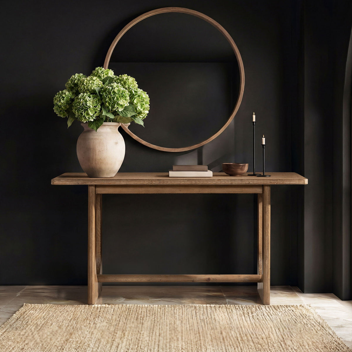 Turnkey 72 Inch Reclaimed Pine Trestle Console Table Antique Brown