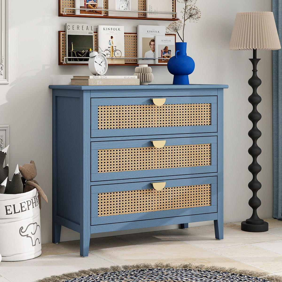 American Furniture 3 Drawer Cabinet Natural Woven Rattan