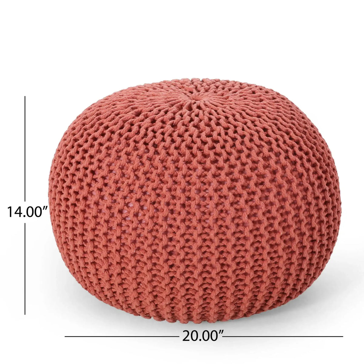 Luma Living Bordeaux Knitted Cotton Round Pouf Ottoman