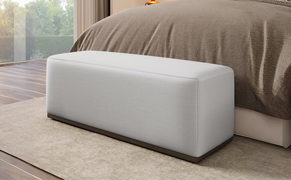 Avenna Minimalist Footstool Bench With Cream Fabric