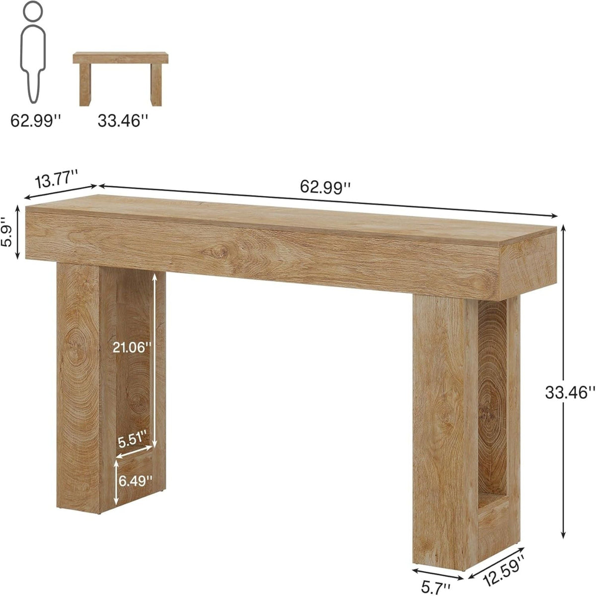 Crestline Home Extra Long Console Table With Natural Finish
