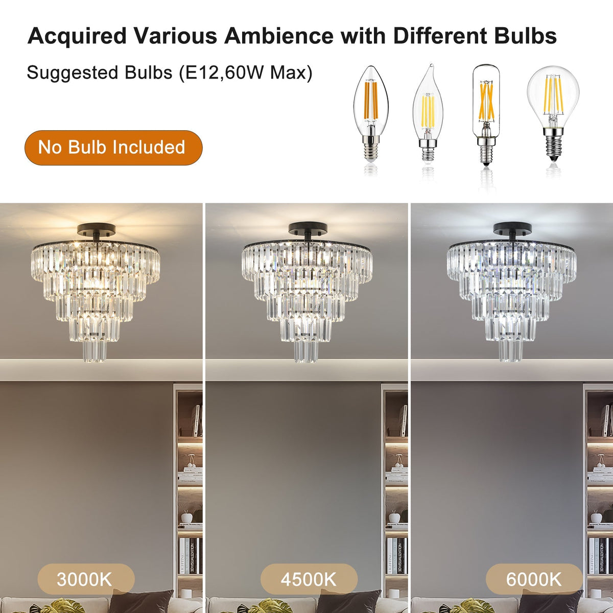Novara 20 Inch Premium Black Crystal Flush Mount Ceiling Light